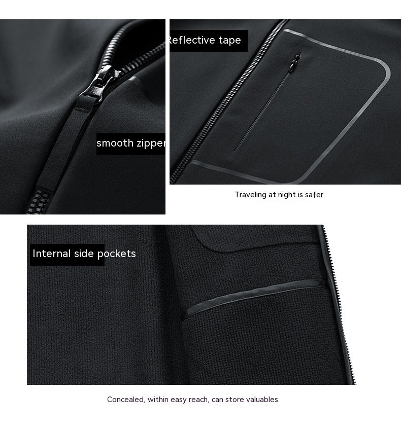 Soft Shell Windproof Waterproof Autumn And Winter Fleece-lined Stand-up Collar Thermal Jacket