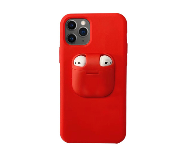 Compatible with Apple, 2 In1 Silicone Phone Case + AirPods Cover for iPhone 11 Pro Max Xs Max Xr X