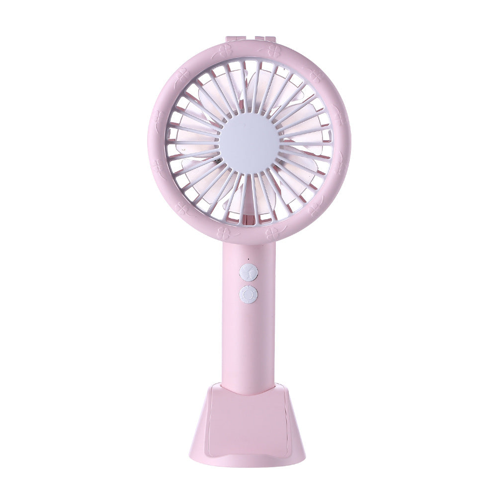 3 In 1 5V Mini USB Handheld Desktop Fan 3 Modes Cooling Wind Speed LED Light Phone Holder