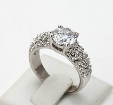 Buying hot jewelery exquisite jewelry luxury three rows of high-grade zircon rose gold engagement ring for women