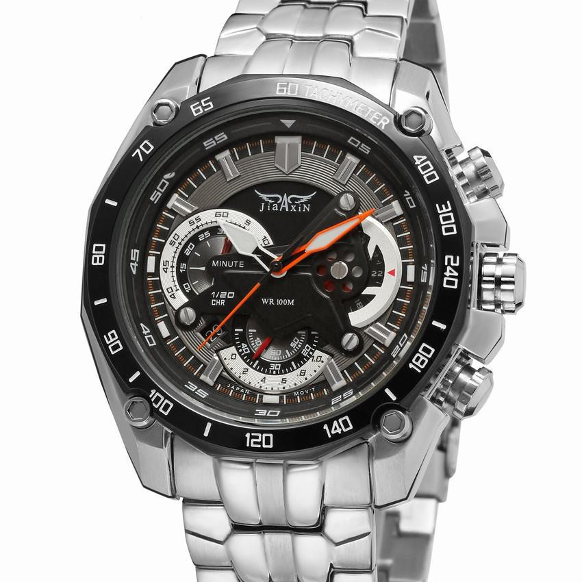 silver Waterproof mechanical watch for men