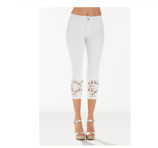 Lace cropped trousers for women