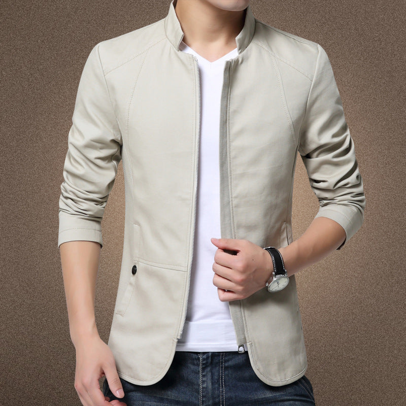 Pure cotton slim jacket casual stand collar men's jacket