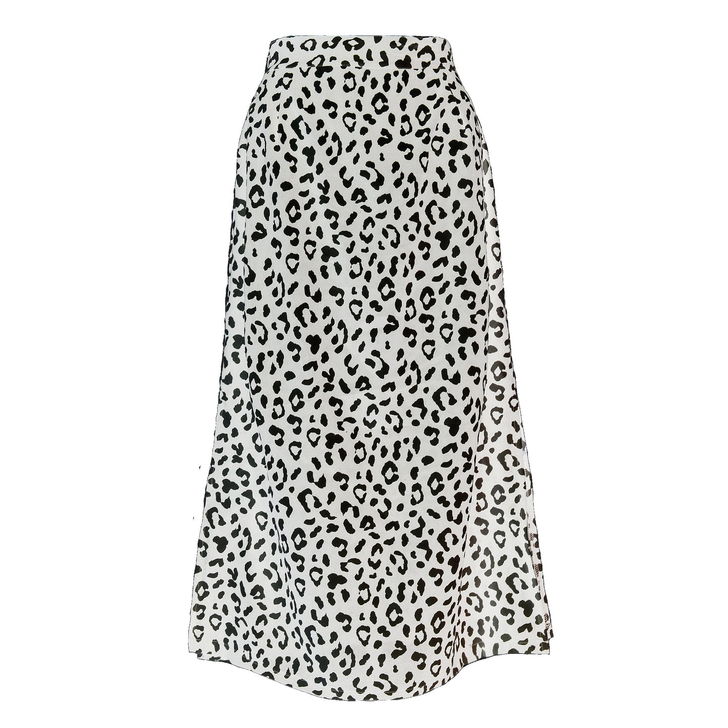 Leopard-print chiffon print split skirt for women