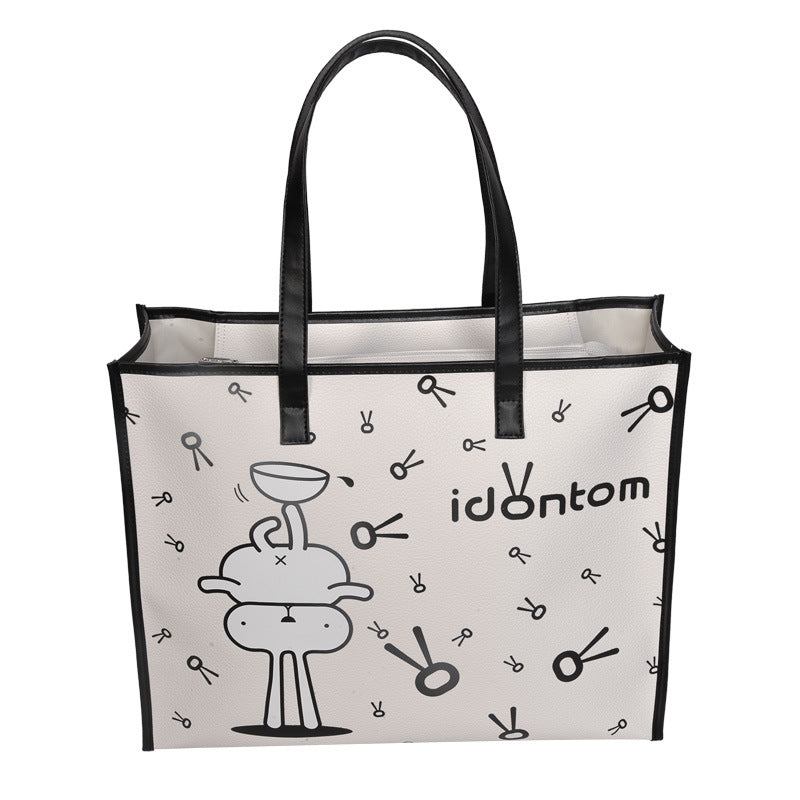 Lychee Pattern Pu Handbag Cartoon Large Capacity