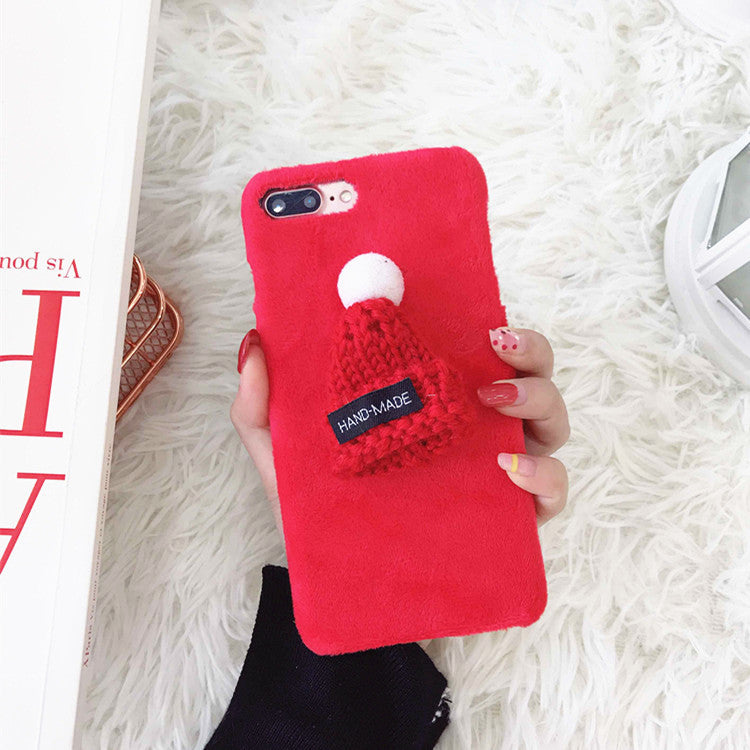 Compatible with Apple, Compatible with Apple , New plush hats iPhone7/8plus Christmas mobile phone