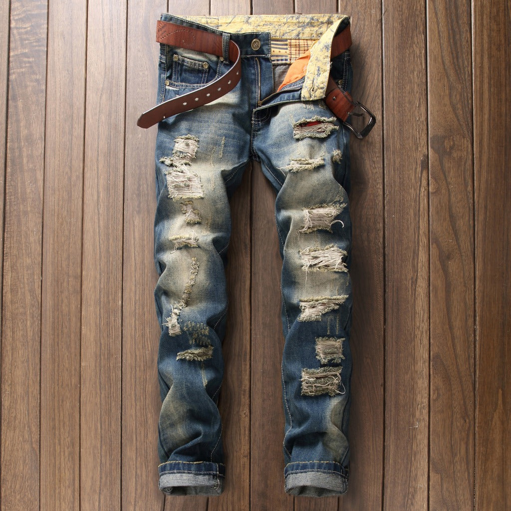 Shabby nostalgic jeans for men's