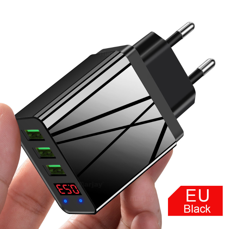 LED Display EU 3 Port USB Charger 3A