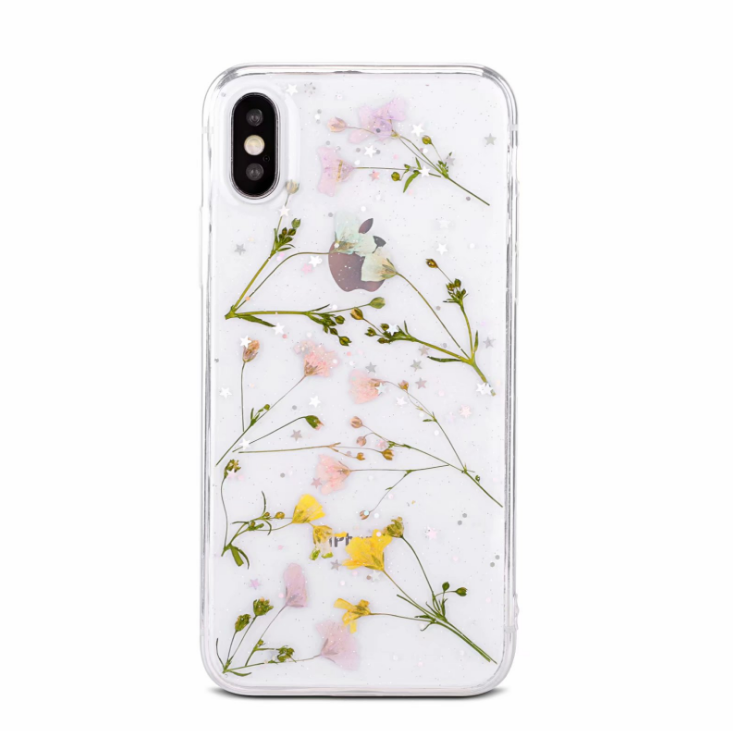 Small floral real flower anti-drop transparent protective cover