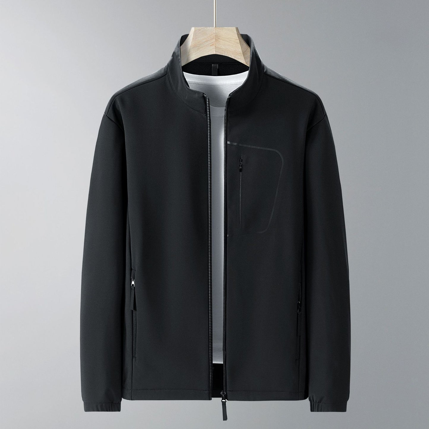 Soft Shell Windproof Waterproof Autumn And Winter Fleece-lined Stand-up Collar Thermal Jacket