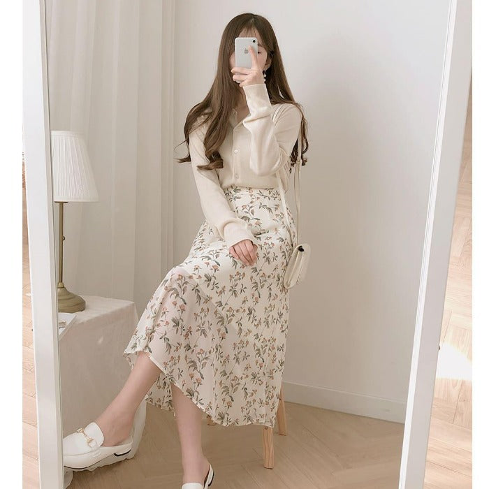 Women's Summer Mid-length High Waist Drooping Chiffon Dress