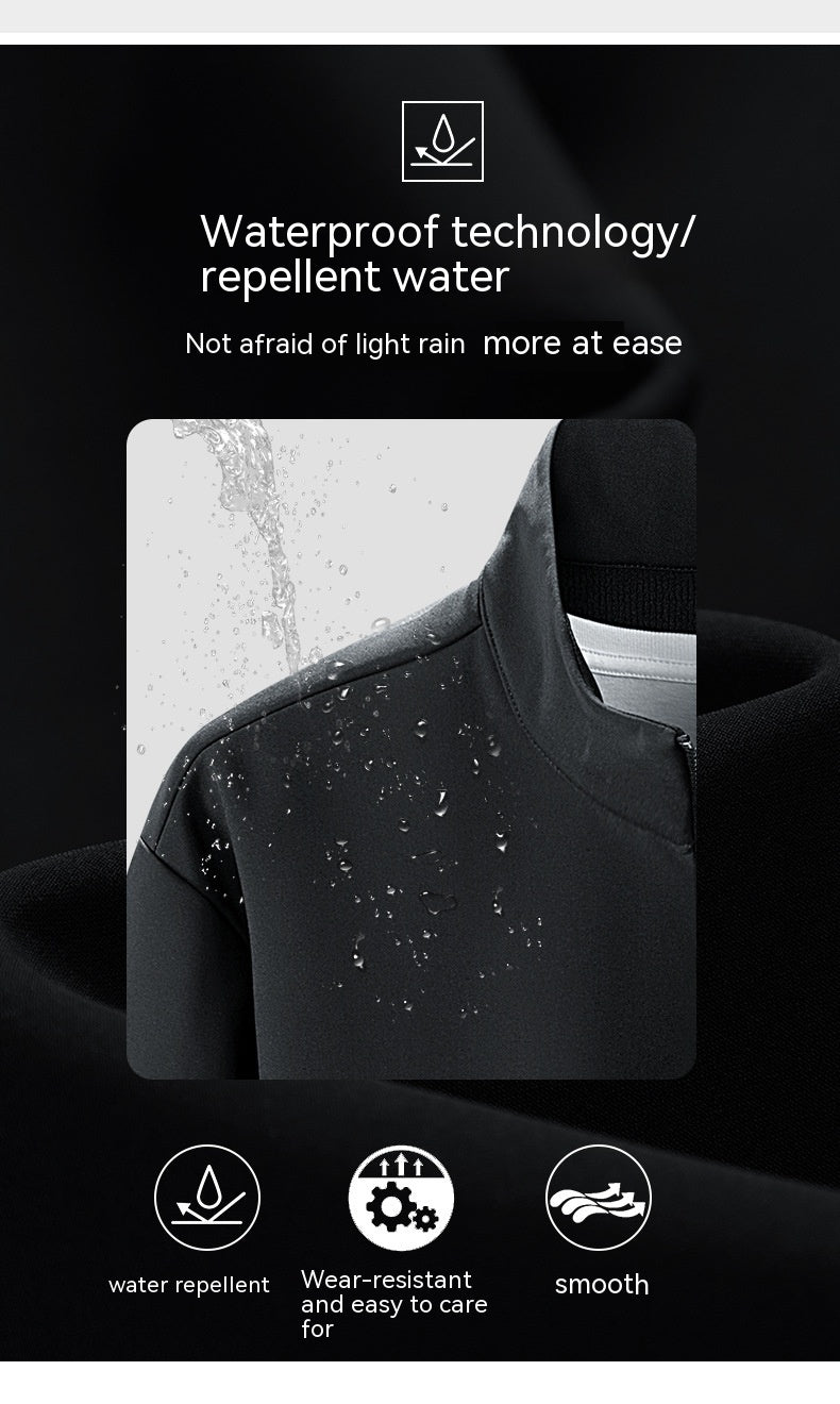 Soft Shell Windproof Waterproof Autumn And Winter Fleece-lined Stand-up Collar Thermal Jacket