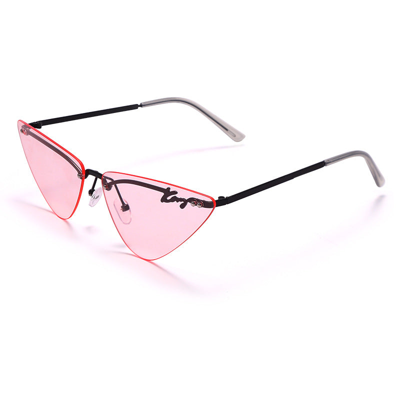 Rimless Fashion Trim Cat Eye Sunglasses Sunglasses Triangle Sunglasses