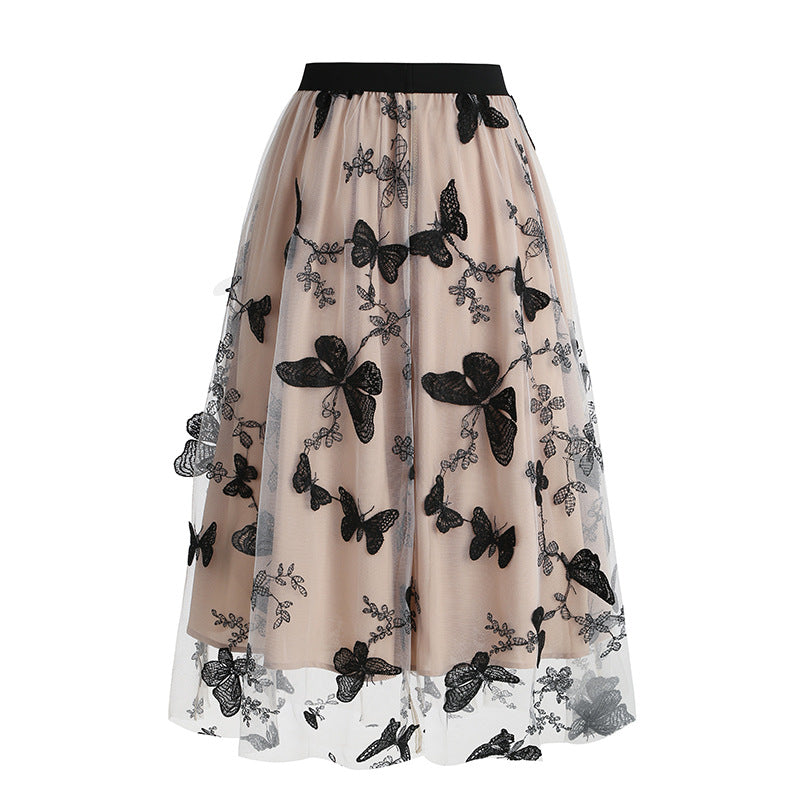 Women's Mesh Butterfly Embroidered Skirt