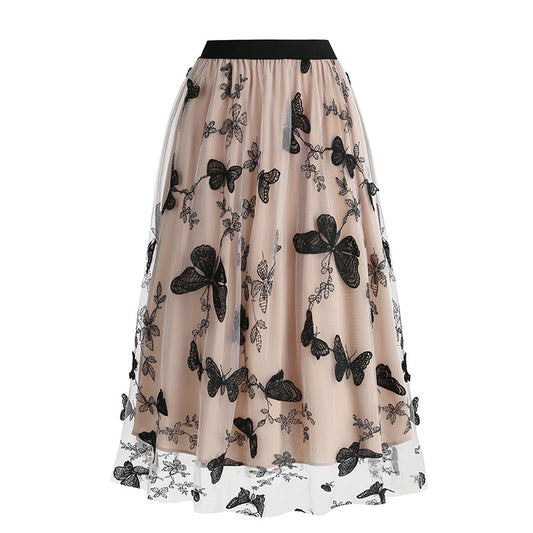 Women's Mesh Butterfly Embroidered Skirt