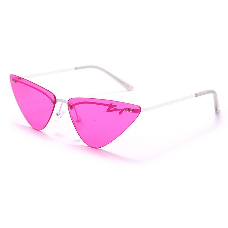 Rimless Fashion Trim Cat Eye Sunglasses Sunglasses Triangle Sunglasses