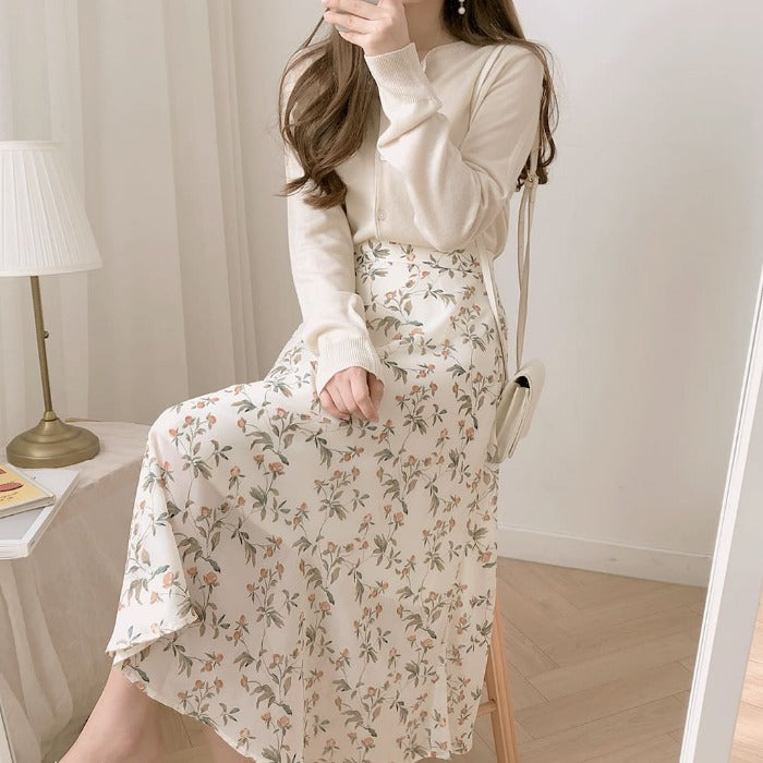 Women's Summer Mid-length High Waist Drooping Chiffon Dress
