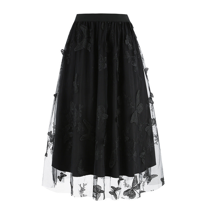 Women's Mesh Butterfly Embroidered Skirt