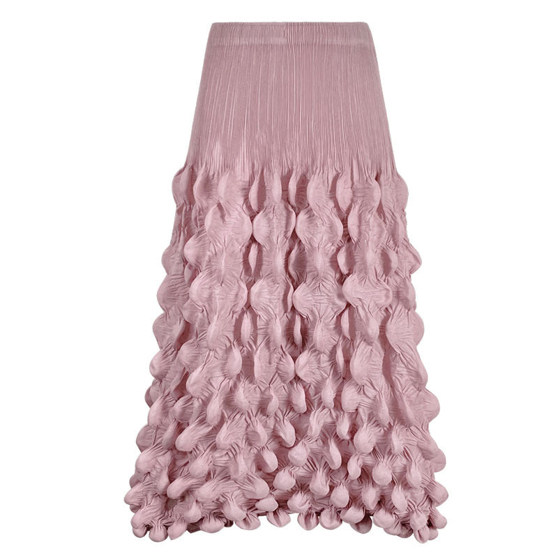 Solid Color Mid-length High Waist Slimming Skirt