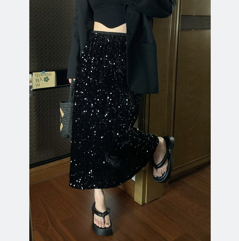 Women's Fashionable Sequins Heavy Industry Skirt