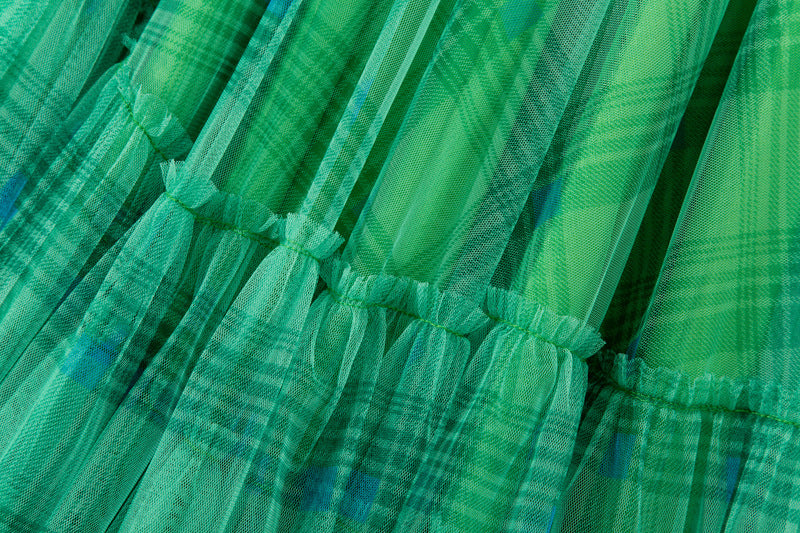 Elastic Waist Asymmetric Layer Gauze Skirt Front Short Back Long Fishtail Skirt