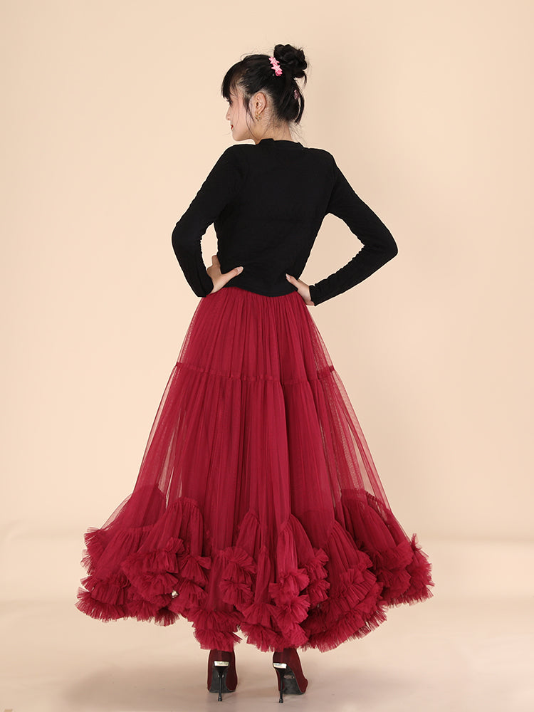 Lace A- Line Bubble Large Hem Fashion Mesh Skirt