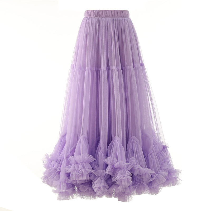 Lace A- Line Bubble Large Hem Fashion Mesh Skirt