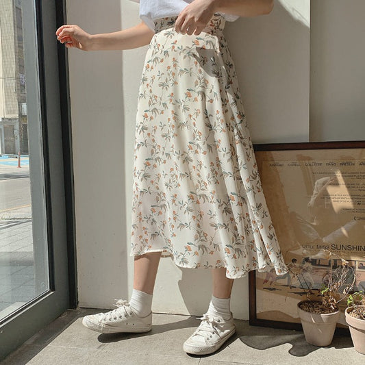 Women's Summer Mid-length High Waist Drooping Chiffon Dress