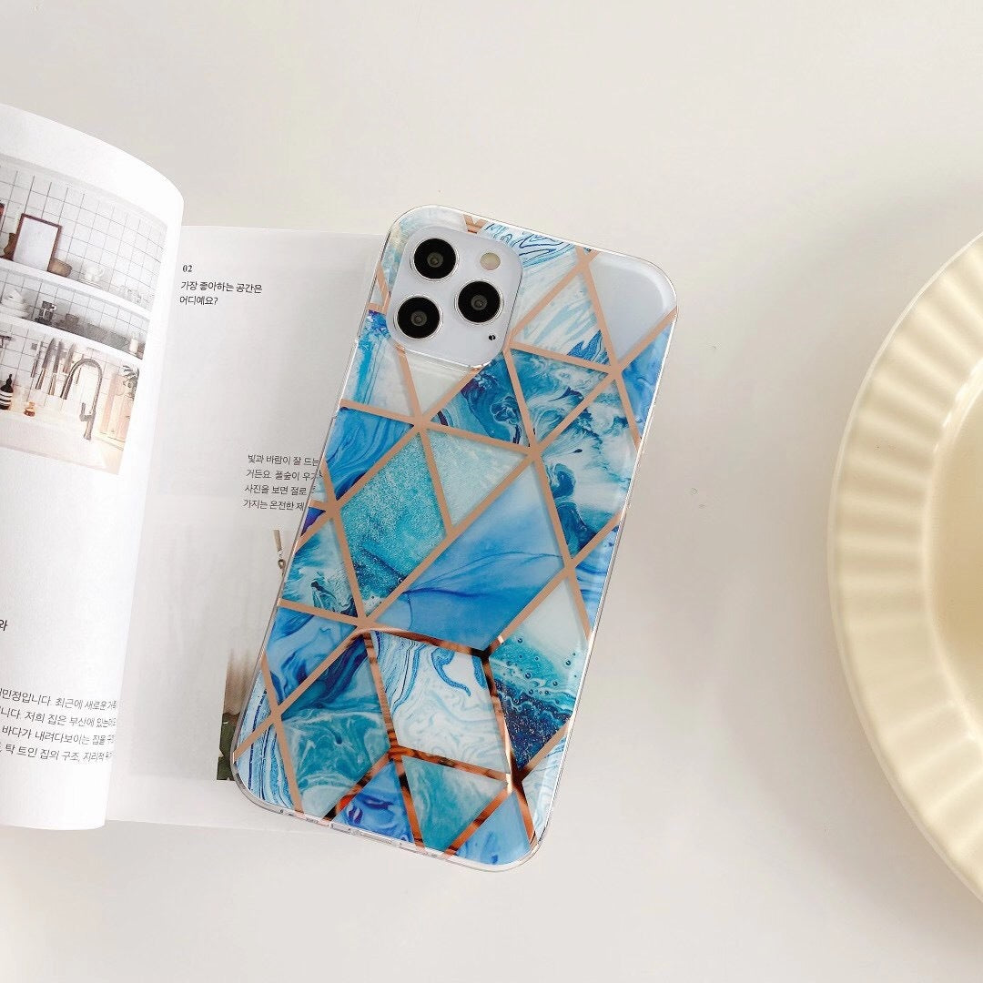 Electroplating Splicing Marble Pattern Mobile Phone Case
