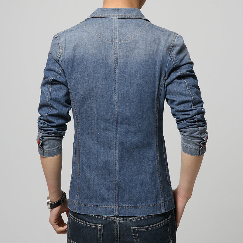 Spring And Autumn Single Breasted Men Denim Suit