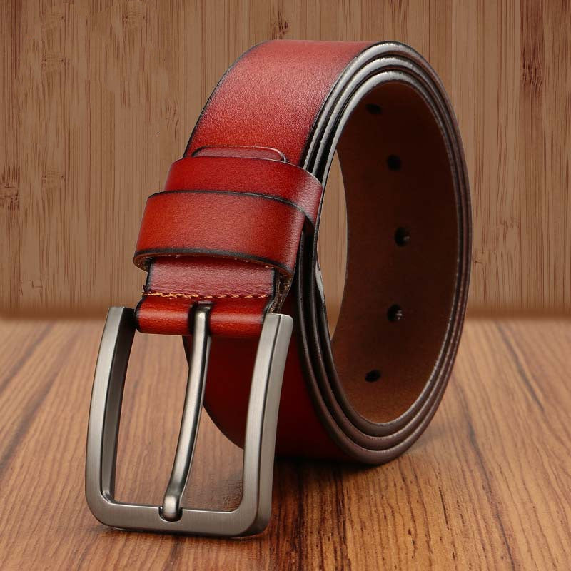 Men's Korean Style All-match Yellow Leather Trouser Belt