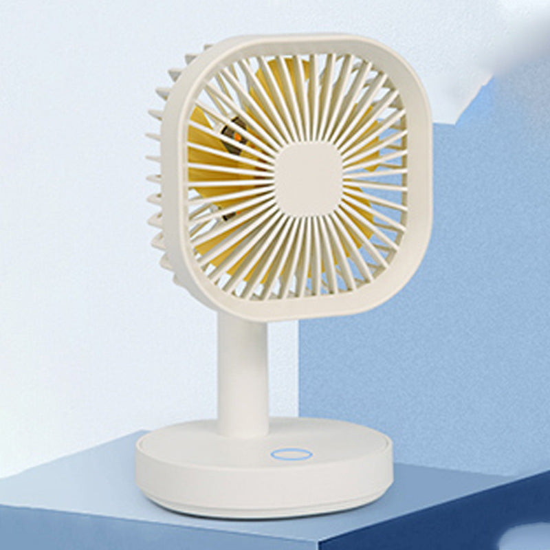 Square Three-speed Adjustable USB Small Fan With Lamp Desktop Portable Fan
