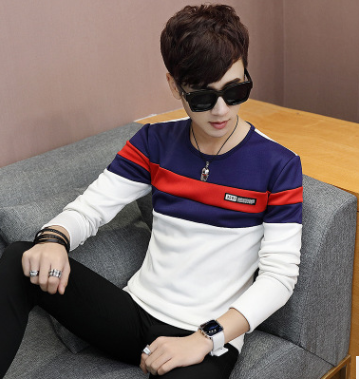Male teen stitching slim bottoming shirt