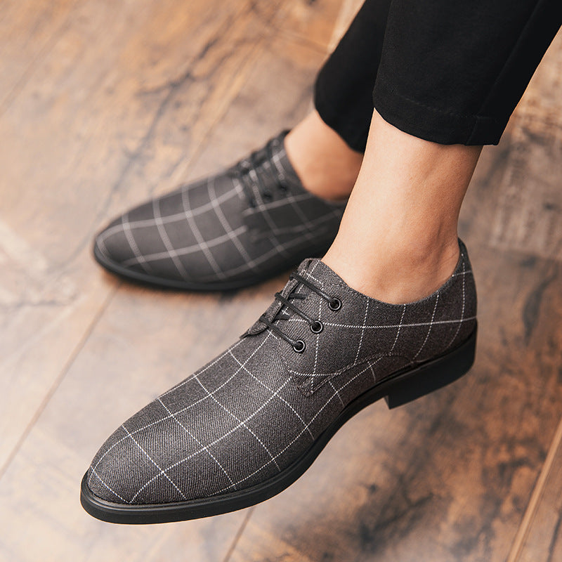 Breathable casual checked leather shoes for Men