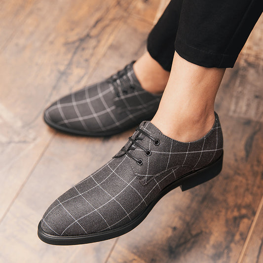 Breathable casual checked leather shoes for Men