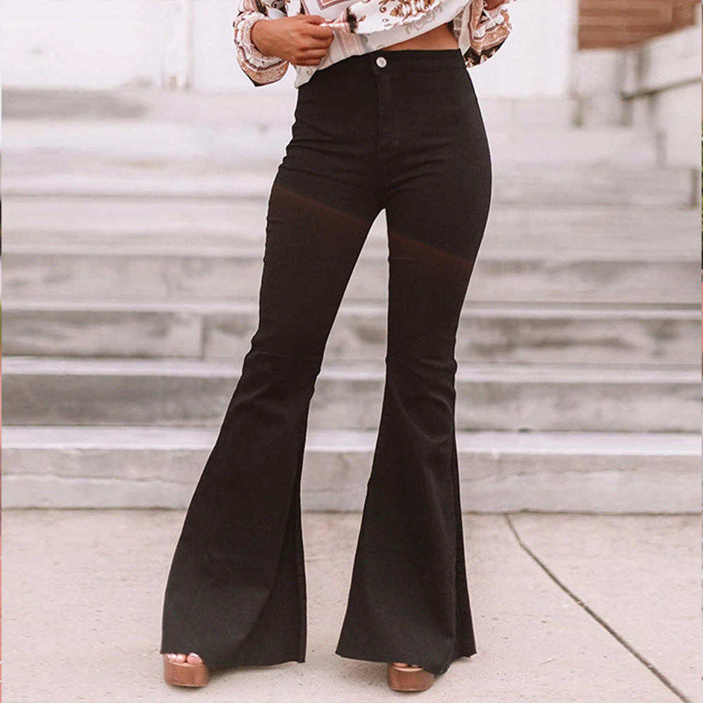 Fashion High-Waist Stretch Slim And Loose Flared Pants