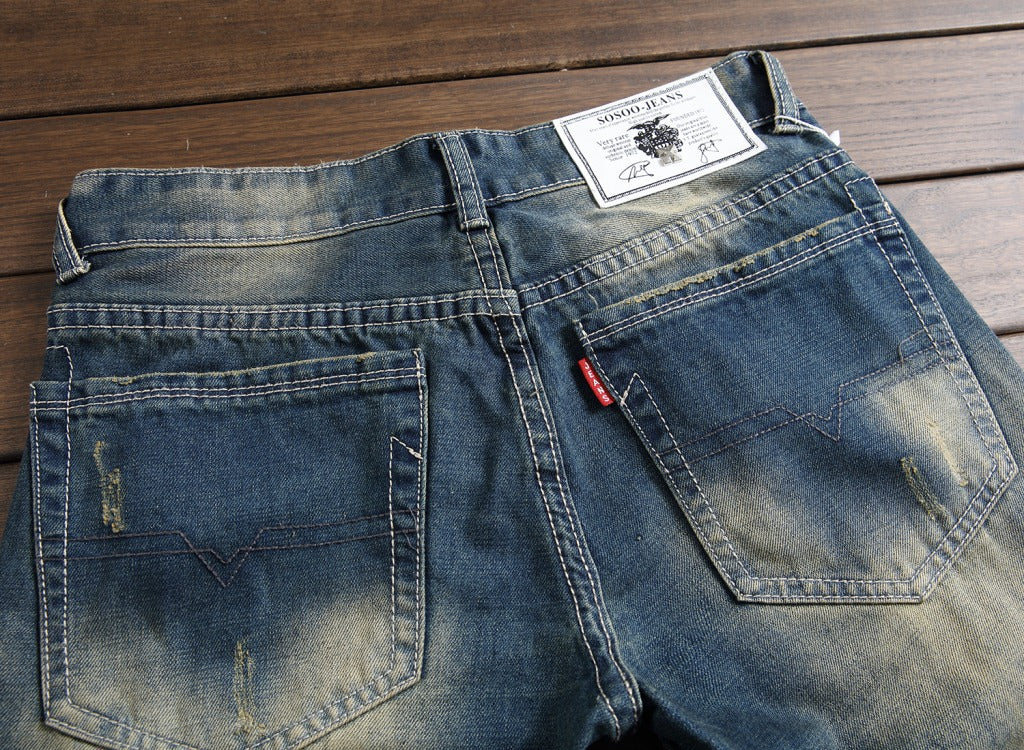 Shabby nostalgic jeans for men's
