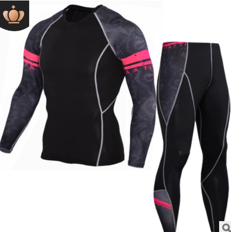 Men's Sports Suit Tights Long Sleeve Sports Men's Fitness T-shirt Quick-drying Super Elastic PRO Set