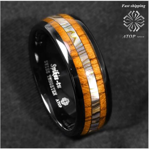 Black tungsten carbide ring for women