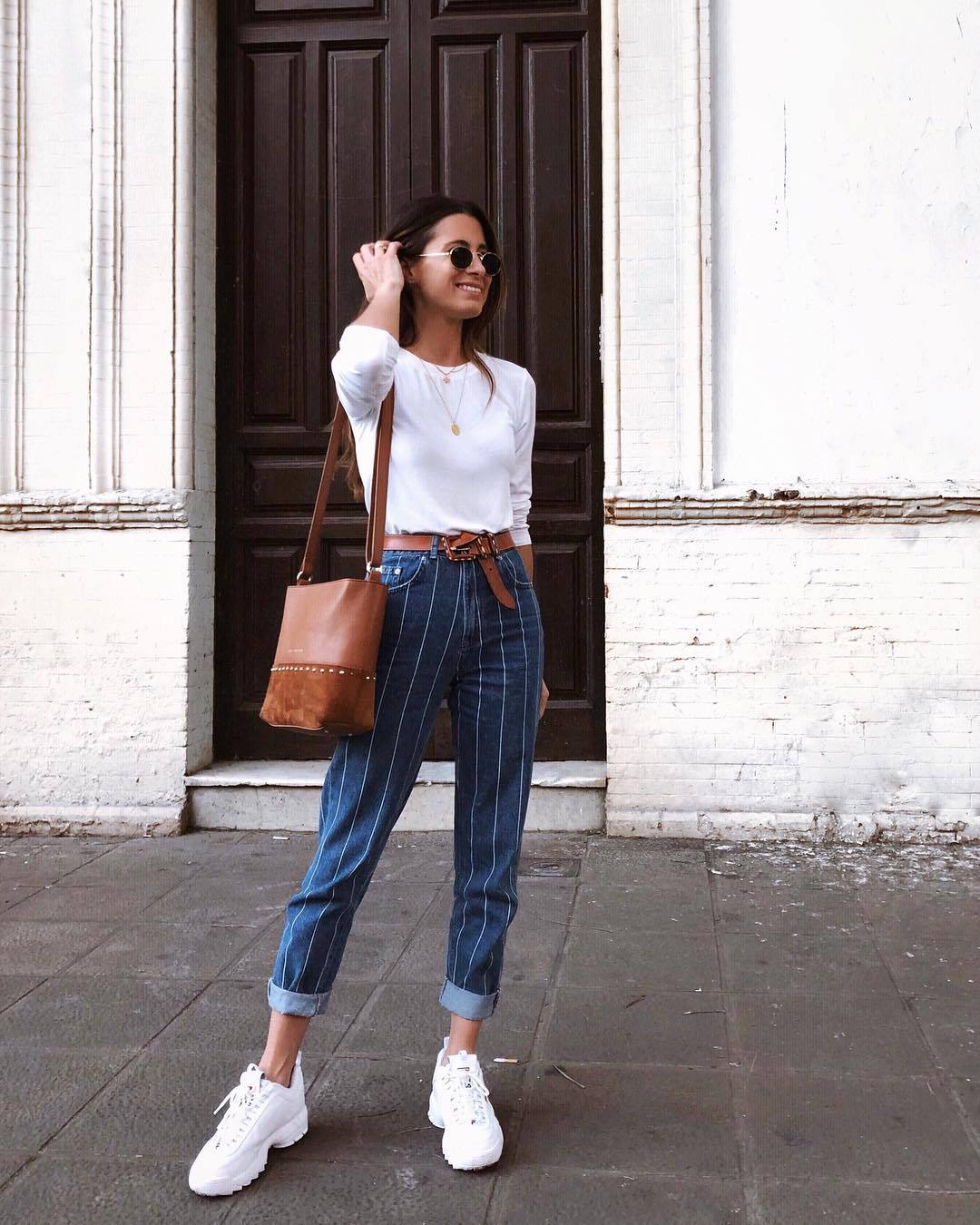 Stretch striped jeans for women