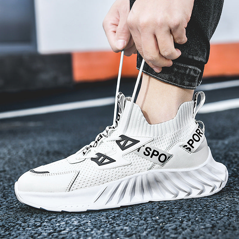 Front Lace Round Head Flying Thread Knitted Fashion Casual Spot Men's Daily Low-top Sneakers