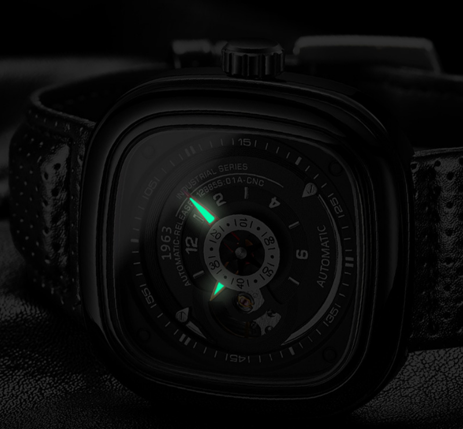 Men Mechanical Watch Alloy Pin Buckle Stainless Steel Watch