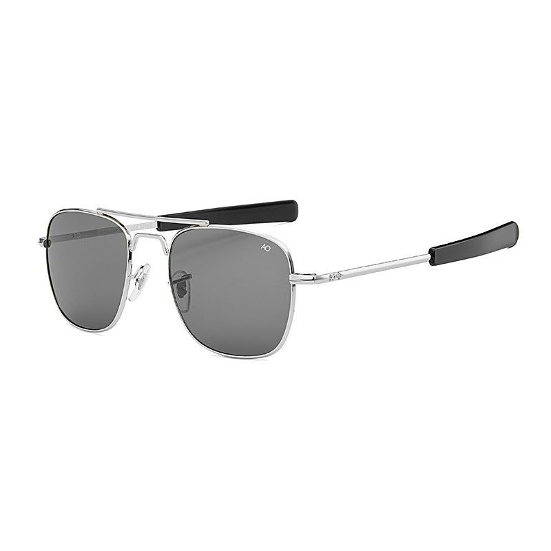 Men's European and American AO Metal Glass Square Sunglasses