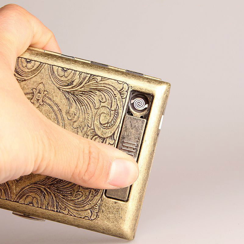 Vintage cigarette case lighter USB electronic coil rechargeable antique lighter