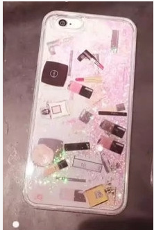 Cosmetics pattern mobile phone case liquid quicksand  protective cover