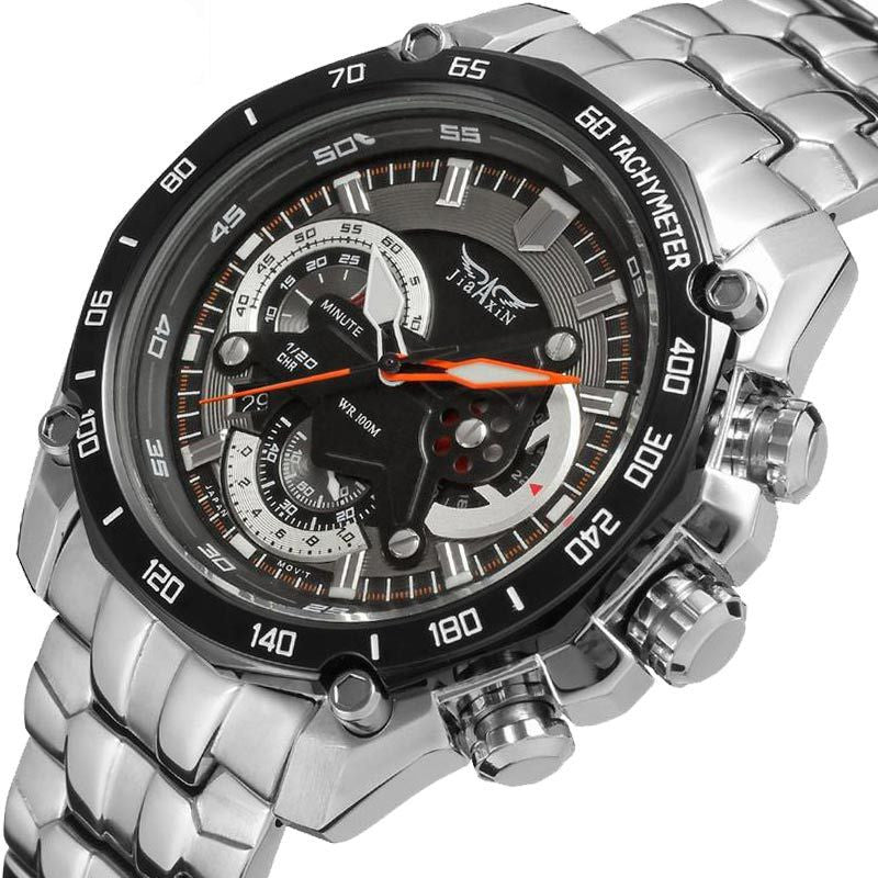 silver Waterproof mechanical watch for men