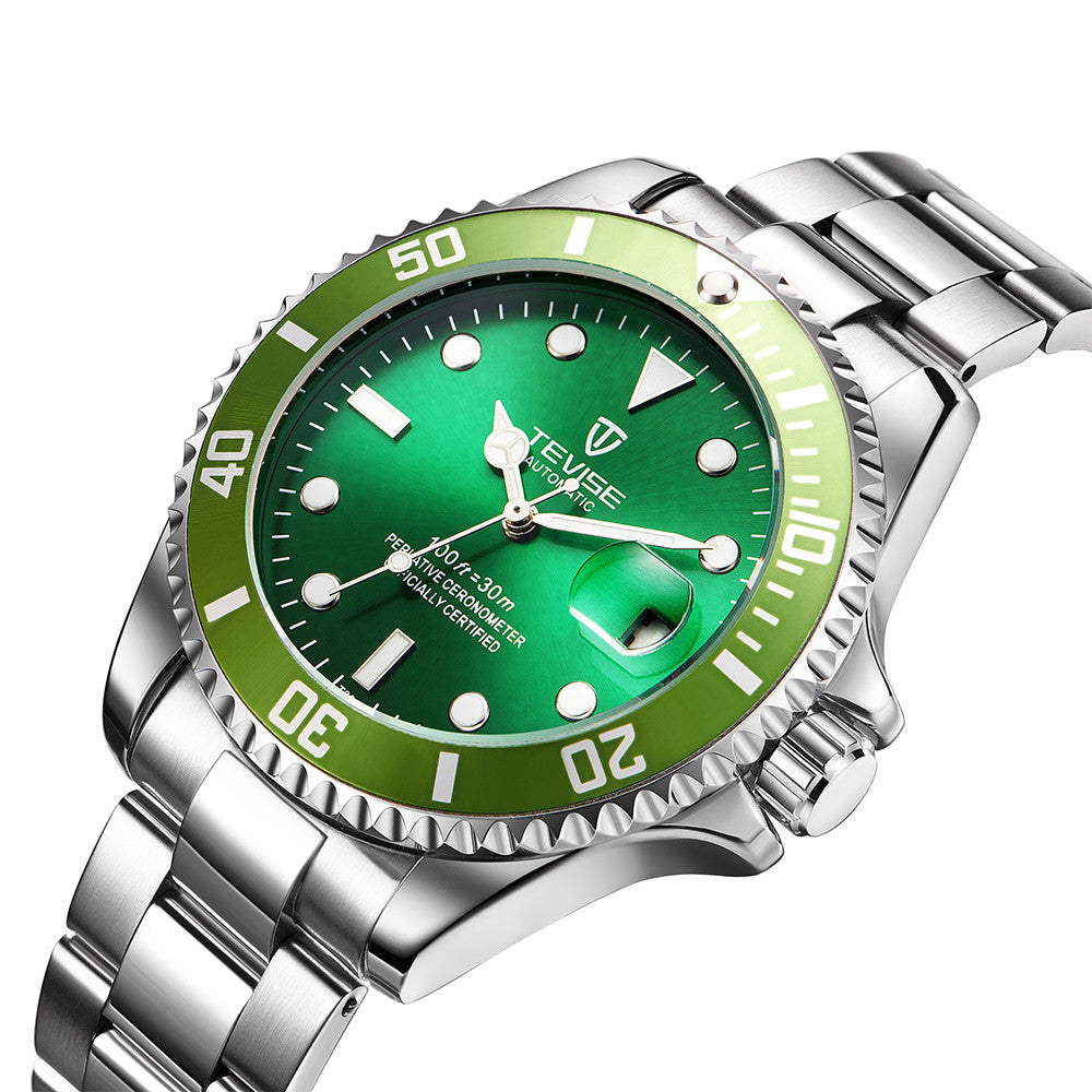 Teweisi luminous green ghost watch men full automatic mechanical watch movement precision steel watch waterproof watch