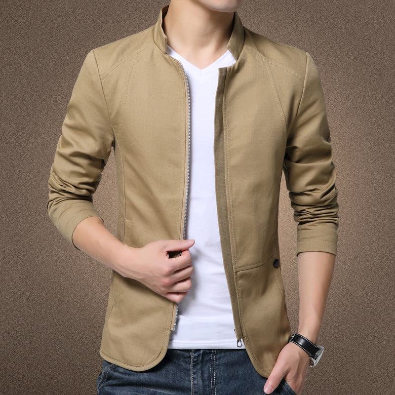 Pure cotton slim jacket casual stand collar men's jacket