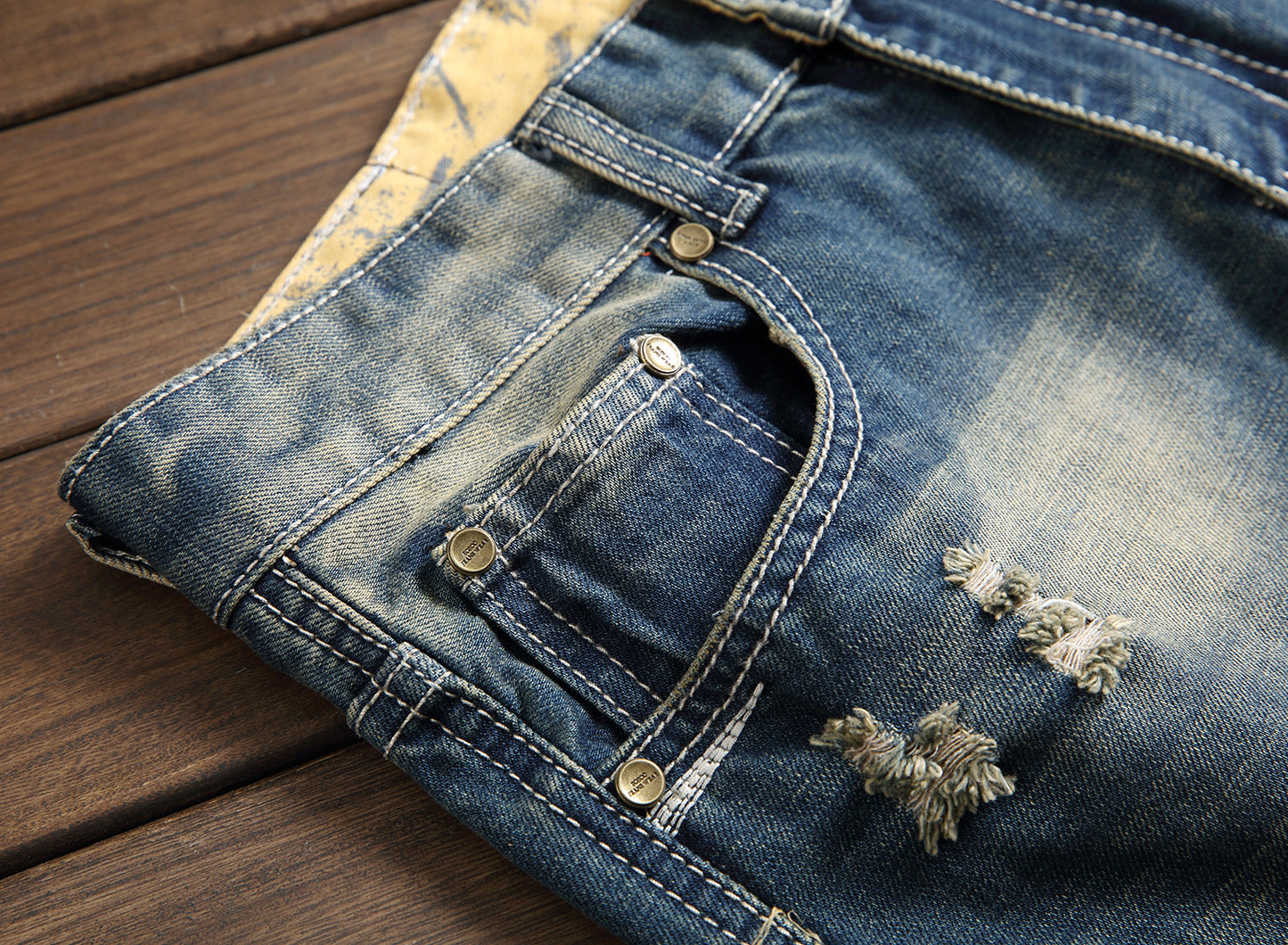 Shabby nostalgic jeans for men's