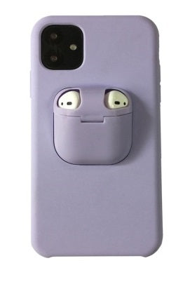 Compatible with Apple, 2 In1 Silicone Phone Case + AirPods Cover for iPhone 11 Pro Max Xs Max Xr X